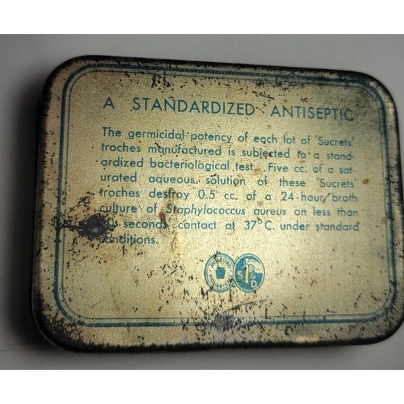 Vintage 1950/60s Sucrets Antiseptic Throat Lozenges Tin - Empty - Picture 2 of 6